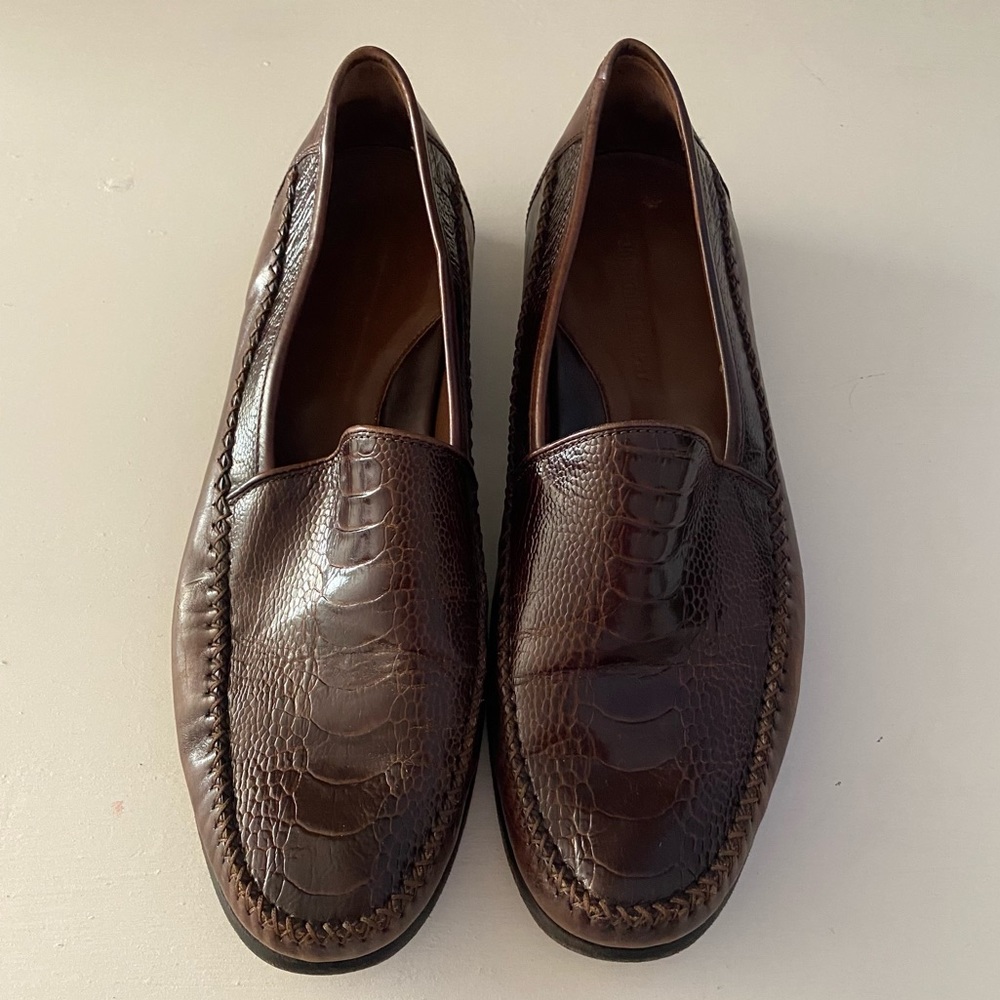 Johnston & Murphy Faux Gator Cap Loafers Slip-ons